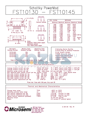 FST10130 datasheet - Schottky PowerMod