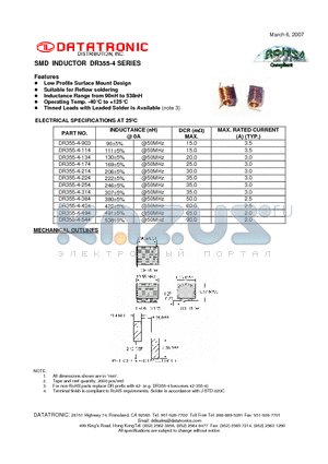 DR355-4-114 datasheet - SMD INDUCTOR