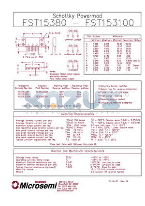 FST153100 datasheet - SCHOTTKY POWERMOD