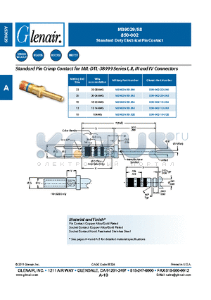 850-002-20-363 datasheet - Standard Duty Electrical Pin Contact