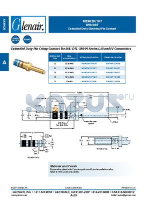 850-007-22-620 datasheet - Extended Duty Electrical Pin Contact