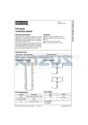 FST16245 datasheet - 16-Bit Bus Switch