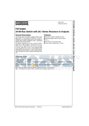 FST162861MTD datasheet - 20-Bit Bus Switch with 25ohm Series Resistors in Outputs