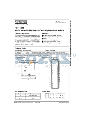 FST16292MEA datasheet - 12-Bit to 24-Bit Multiplexer/Demultiplexer Bus Switch