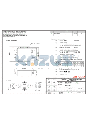 850-20004 datasheet - EMI FILTER