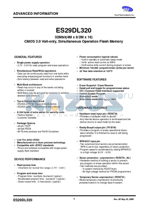 EX29BDS400-90WCI datasheet - 32Mbit(4M x 8/2M x 16) CMOS 3.0 Volt-only, Simultaneous Operation Flash Memory