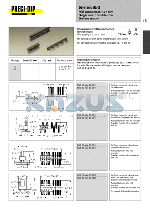 850-90-016-30-001 datasheet - PCB connectors 1.27 mm Single row / double row Surface mount