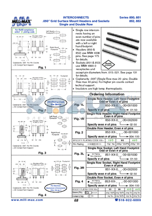 850-90-001-30-001000 datasheet - INTERCONNECTS .050 Grid Surface Mount Headers and Sockets Single and Double Row