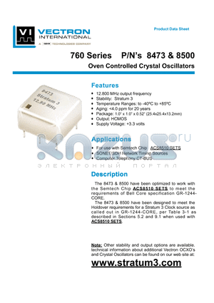 8500 datasheet - Oven Controlled Crystal Oscillators