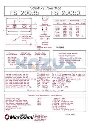 FST20040 datasheet - Schottky PowerMod