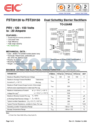 FST20120 datasheet - Dual Schottky Barrier Rectifiers