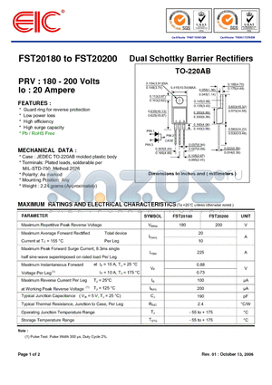 FST20180 datasheet - Dual Schottky Barrier Rectifiers