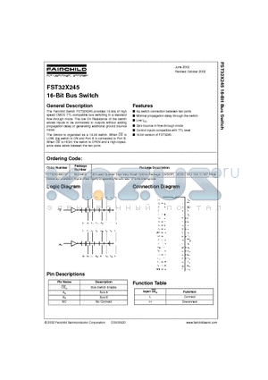 FST32X245QSP datasheet - 16-Bit Bus Switch