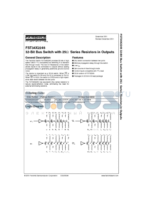 FST34X2245QSP datasheet - 32-Bit Bus Switch with 25 Series Resistors in Outputs