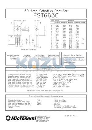 FST6630 datasheet - 40Amp Schottky Rectifier