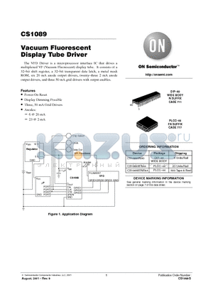 CS1089XN40 datasheet - Vacuum Fluorescent Display Tube Driver