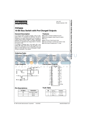 FST6800 datasheet - 10-Bit Bus Switch with Pre-Charged Outputs