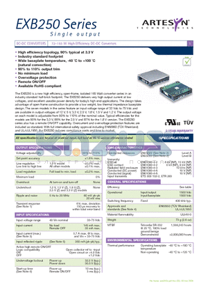 EXB250-48S1V5J datasheet - 72-165 W High Efficiency DC-DC Converters