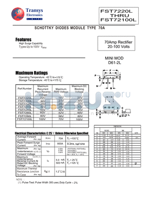 FST7235L datasheet - SCHOTTKY DIODES MODULE TYPE 70A