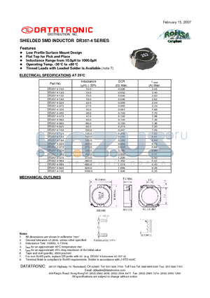 DR357-4-333 datasheet - SHIELDED SMD INDUCTOR