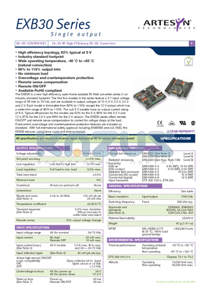 EXB30 datasheet - 16-30 W High Efficiency DC-DC Converters