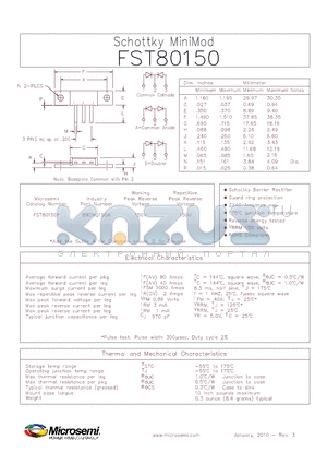 FST80150 datasheet - Schottky MiniMod