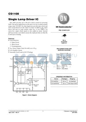 CS1108 datasheet - Single Lamp Driver IC