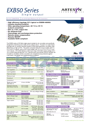EXB50-48S12J datasheet - 20-50 W High Efficiency DC-DC Converters