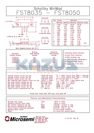 FST8045 datasheet - Schottky MiniMod