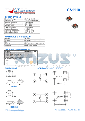 CS1110A2.5 datasheet - DIMENSIONS SCHEMATIC & PC LAYOUT
