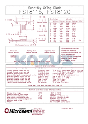 FST8120 datasheet - Schottky Oring Diode
