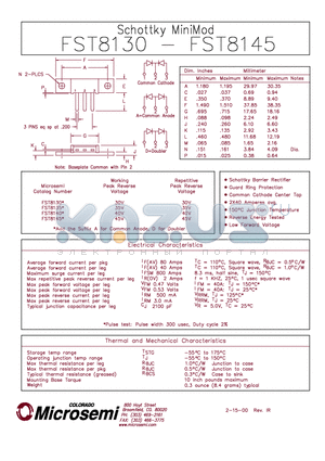 FST8135 datasheet - Schottky MiniMod