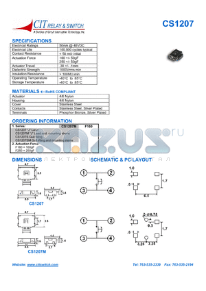 CS1207F160 datasheet - DIMENSIONS SCHEMATIC & PC LAYOUT