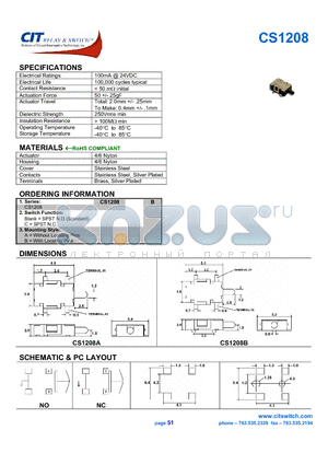 CS1208A datasheet - CIT SWITCH