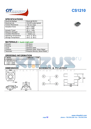 CS1210F260 datasheet - CIT SWITCH