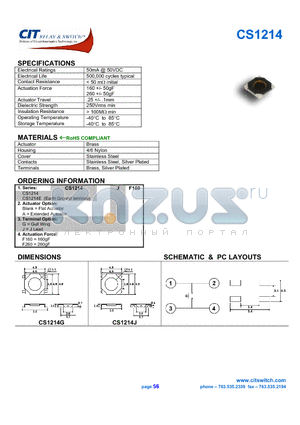 CS1214GF260 datasheet - CIT SWITCH