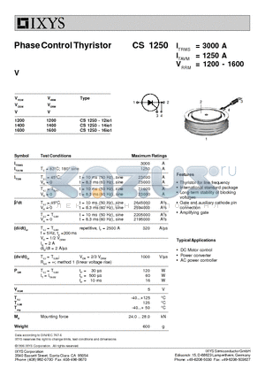 CS1250-14IO1 datasheet - Phase Control Thyristor