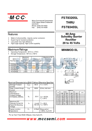 FST8320SL datasheet - 80 Amp Rectifier 20 to 45 Volts Schottky Barrier