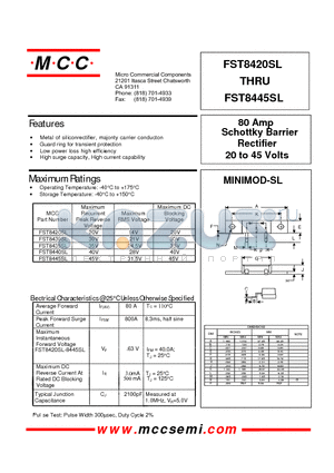 FST8420SL datasheet - 80 Amp Rectifier 20 to 45 Volts Schottky Barrier