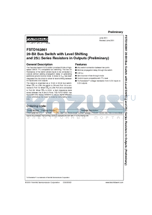 FSTD162861 datasheet - 20-Bit Bus Switch with Level Shifting and 25 Series Resistors in Outputs Preliminary