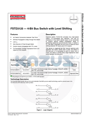 FSTD3125 datasheet - 4-Bit Bus Switch with Level Shifting