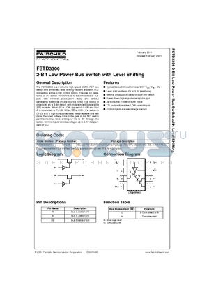 FSTD3306 datasheet - 2-Bit Low Power Bus Switch with Level Shifting