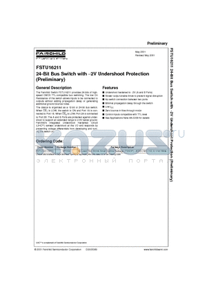 FSTU16211MTD datasheet - 24-Bit Bus Switch with .2V Undershoot Protection (Preliminary)