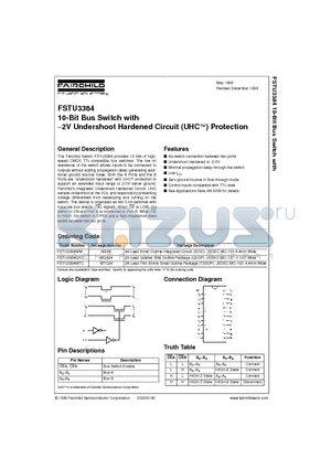 FSTU3384QSC datasheet - 10-Bit Bus Switch with -2V Undershoot Hardened Circuit (UHC) Protection