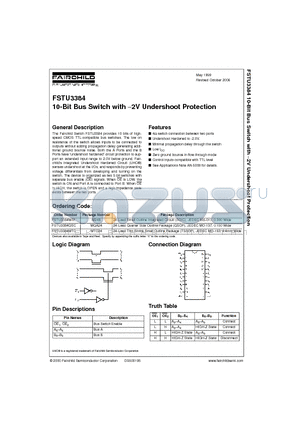 FSTU3384WM datasheet - 10-Bit Bus Switch with −2V Undershoot Protection