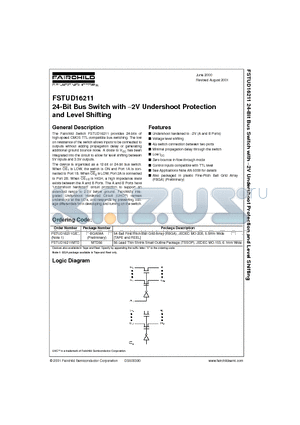 FSTUD16211 datasheet - 24-Bit Bus Switch with -2V Undershoot Protection and Level Shifting