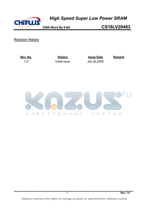 CS18LV20483AZIR70 datasheet - High Speec Super Low Power SRAM