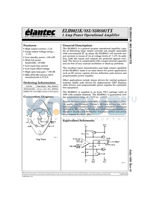 8508801YX datasheet - 1 Amp Power Operational Amplifier