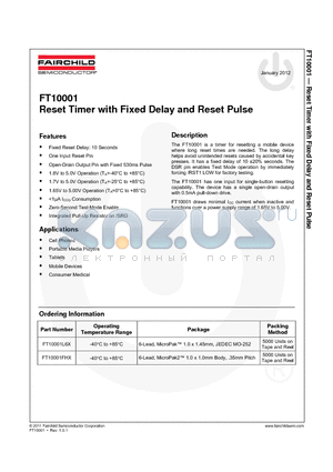FT10001 datasheet - Reset Timer with Fixed Delay and Reset Pulse
