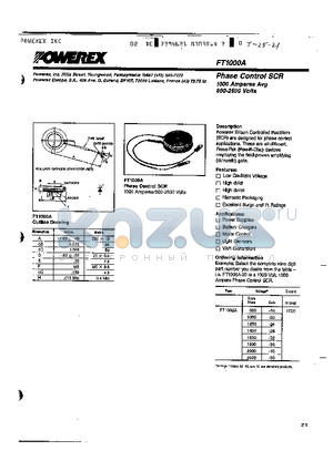 FT1000A-28 datasheet - Phase Control SCR 1000 Amperes Avg 800-2500 Volts
